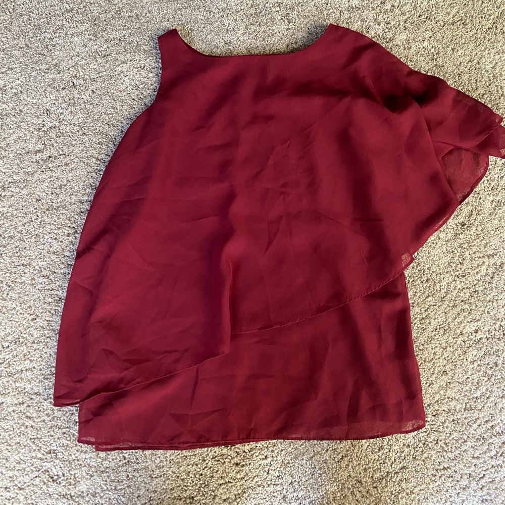 Dark Red off-the-shoulder dressy blouse